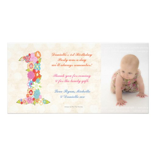 Cumpleaños del bebé de los bebés el 1r le agradece tarjeta personal con foto