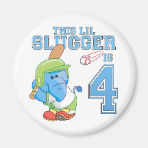 Cumpleaños del béisbol del elefante 4to imán para frigorifico