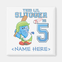Cumpleaños del béisbol del elefante 5to imán de nevera