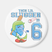 Cumpleaños del béisbol del elefante 6to imanes  