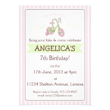 Cumpleaños del chica de la bici o invitación lindo
