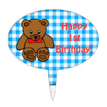 Cumpleaños del control azul del oso de peluche fel decoración de tarta