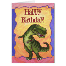 Cumpleaños del dinosaurio de TRex feliz Tarjeton