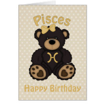 Cumpleaños del oso de Piscis Brown feliz tarjetas