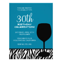 cumpleaños del vino del estampado de zebra invitacion personalizada