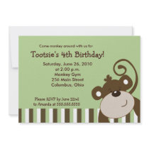 Cumpleaños feliz de la diversión 5x7 del mono de B invitaciones