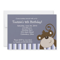 Cumpleaños feliz de la diversión 5x7 del mono de B invitaciones