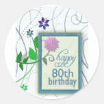 Cumpleaños feliz de la flor de la diversión 80.o etiquetas  