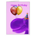 Cumpleaños feliz de la púrpura del hipopótamo felicitación