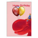 Cumpleaños feliz del rojo del hipopótamo tarjeton