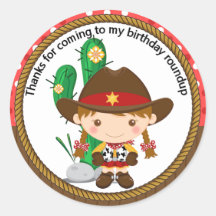 Cumpleaños lindo del sheriff de la vaquera pegatina