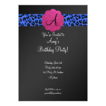 Cumpleaños negro del monograma invitaciones personalizada