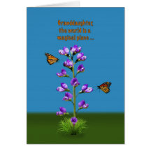 Cumpleaños, nieta, guisantes de olor y Butterflie Tarjeta