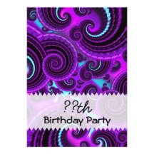 Cumpleaños púrpura del arte del fractal del remoli invitacion personal 