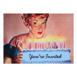 Cumpleaños retro de los años 50 invitaciones personales 
