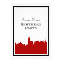 Cumpleaños rojo de la silueta #2 DIY del horizonte Anuncio Personalizado