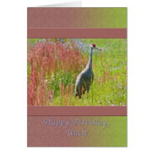 Cumpleaños, tío, pájaro de la grúa de Sandhill Felicitacion