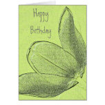 Cumpleaños verde del tulipán tarjetas