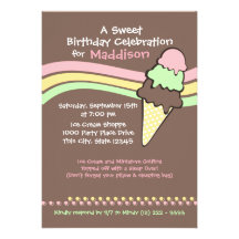 Cumpleaños y sueño del helado encima invitacion personal 