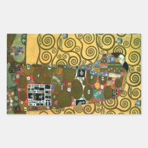 Cumplimiento (el abrazo) por Gustavo Klimt Rectangular Pegatina