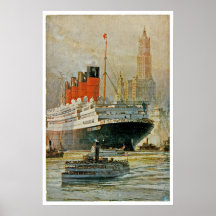 Cunarder en Nueva York Posters