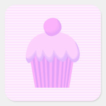 Cupcake. rosado pegatina cuadradas personalizada