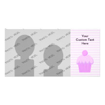 Cupcake. rosado tarjetas fotograficas personalizadas