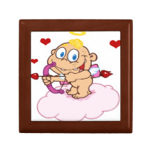 Cupid observado azul lindo con el arco y la flecha caja de regalo