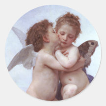 Cupid y psique etiqueta redonda