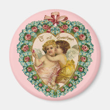 Cupids cariñosos de la tarjeta del día de San Vale Imanes De Nevera