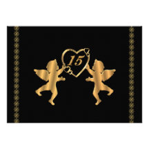 Cupids de Quinceanera para el décimo quinto cumple Comunicados Personalizados