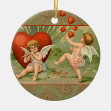 Cupids del vintage el día de San Valentín con los  Ornamento Para Arbol De Navidad