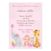 Cute Jungle Baby Shower Invitations Comunicado Personalizado