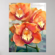 Cymbidiums coloreados fruta cítrica impresiones