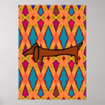 Dachshund abstracto de Brown Poster