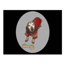Dachshund con un hueso postal