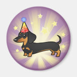 Dachshund del cumpleaños (capa lisa) imán para frigorifico