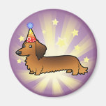 Dachshund del cumpleaños (de pelo largo) iman de frigorífico