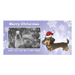 Dachshund del navidad (wirehair) plantilla para tarjeta de foto