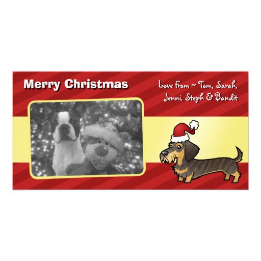 Dachshund del navidad (wirehair) plantilla para tarjeta de foto