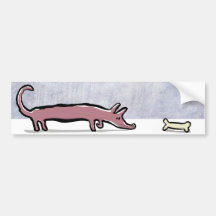 dachshund y hueso etiqueta de parachoque