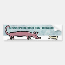 dachshund y hueso - personalizable pegatina de parachoque