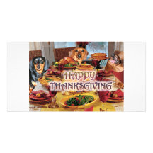Dachshunds de la acción de gracias tarjetas fotograficas 