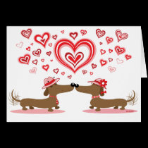 Dachshunds de la tarjeta del día de San Valentín - tarjetas