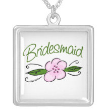 Dama de honor rosada de la flor pendiente personalizado