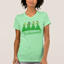 Damas de honor en asistente verde del boda camisetas