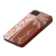 Damasco anaranjado tropical iPhone 4 funda