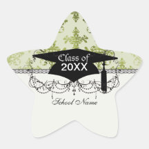 damasco apenado del verde verde oliva calcomanías forma de estrella personalizadas