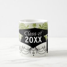 damasco apenado del verde verde oliva taza