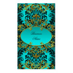 Damasco azul del oro del trullo con clase elegante tarjeta personal